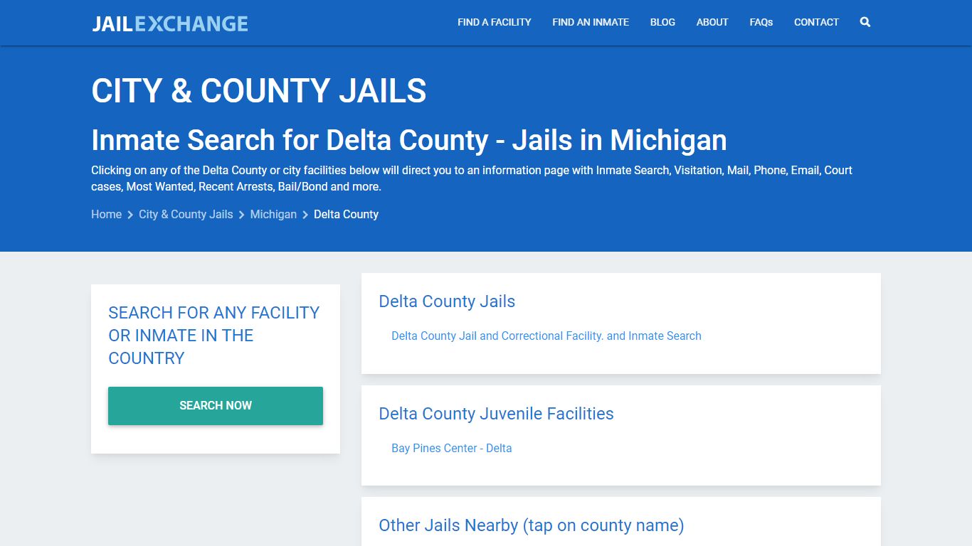 Inmate Search for Delta County | Jails in Michigan - Jail Exchange
